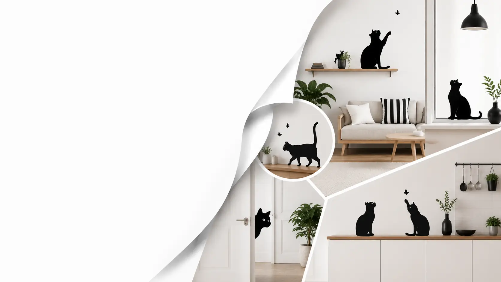 Eleganza notturna per le tue pareti: silhouette di gatti per un tocco misterioso e stiloso