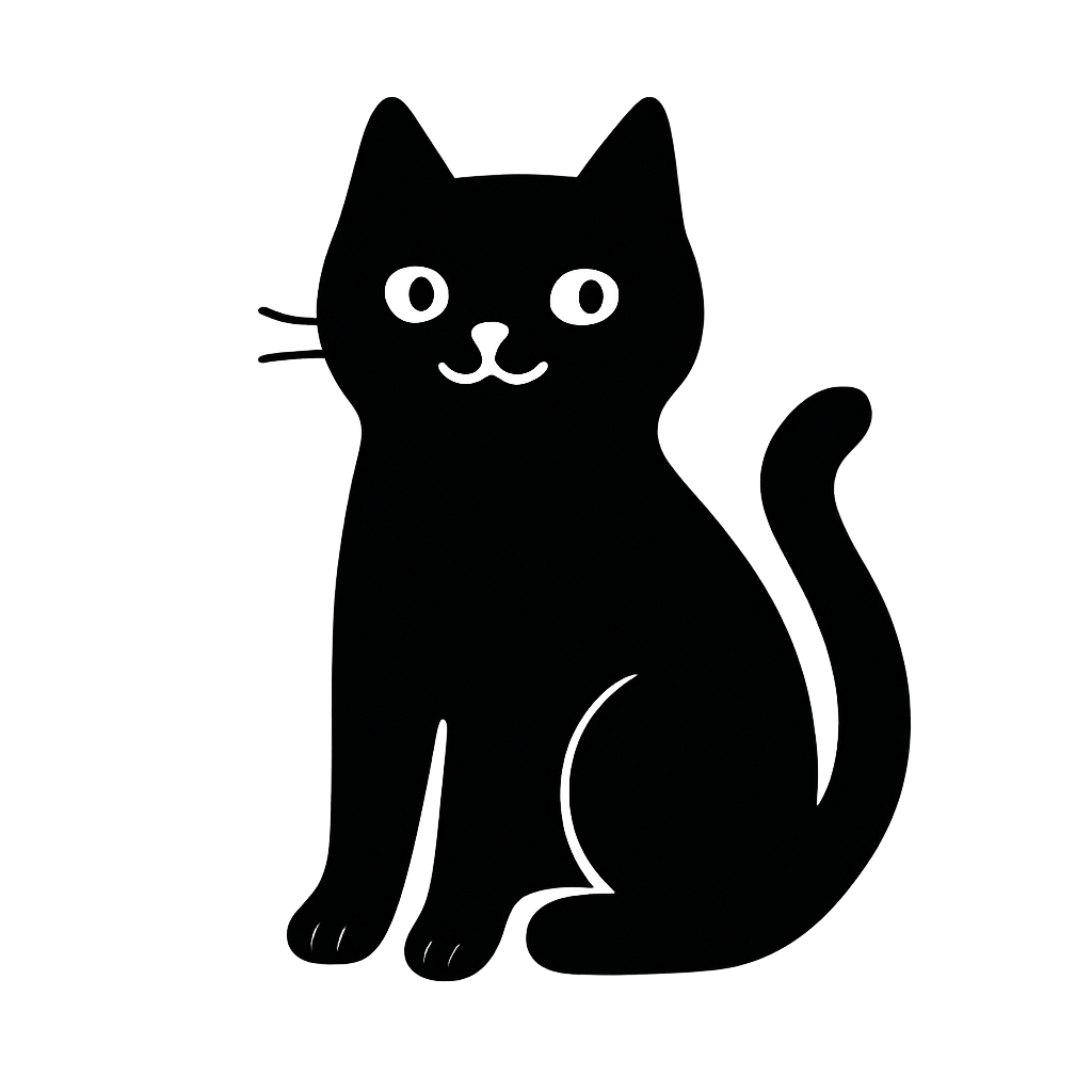 Gatto Affascinante - Silhouette Monocolore