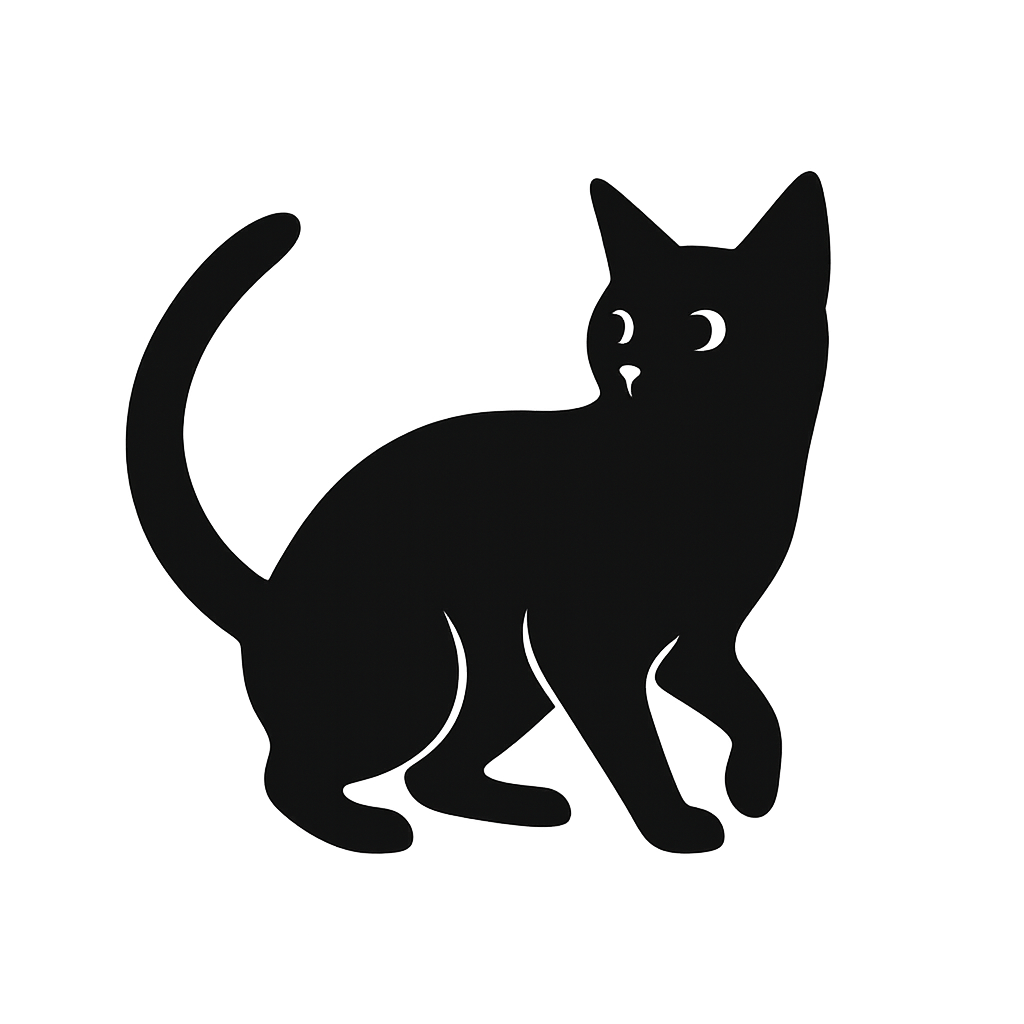 Adesivo Gatto Curioso in Silhouette Monocromatica