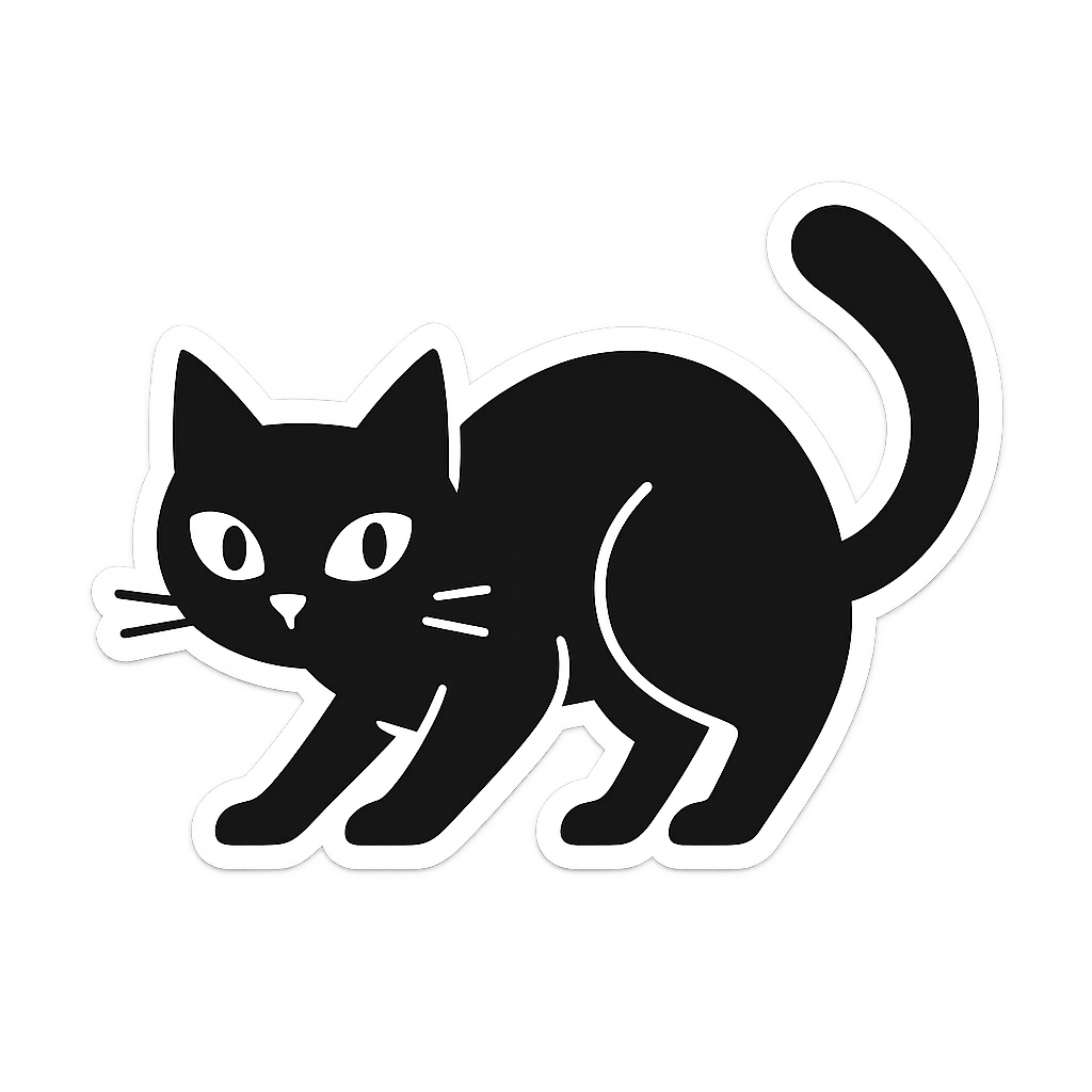 Gatto Curioso in Silhouette Monocromatica