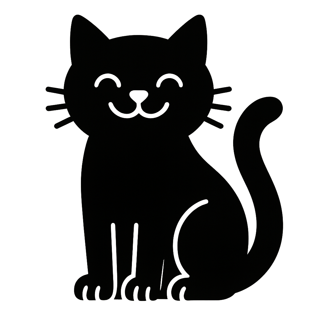 Adesivo Singolo Gatto Sorridente in Silhouette