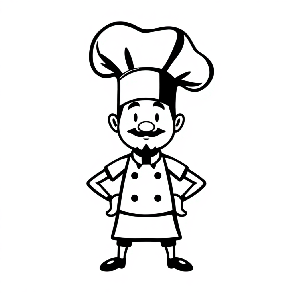 Adesivo Monocromatico Cappello da Chef - Decorazione Moderna per Pareti