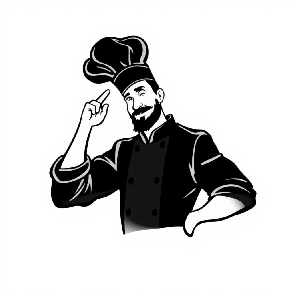 Adesivo Monocromatico Cappello da Chef - Stile Elegante per Cucina