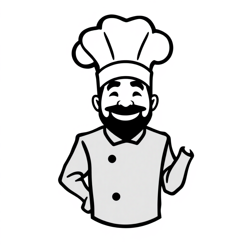 Cappello da Chef Monocromatico per Adesivi da Cucina