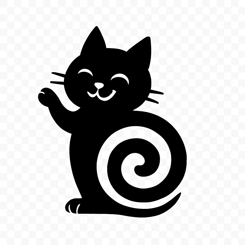 Adesivo Gatto Stilizzato con Coda a Spirale