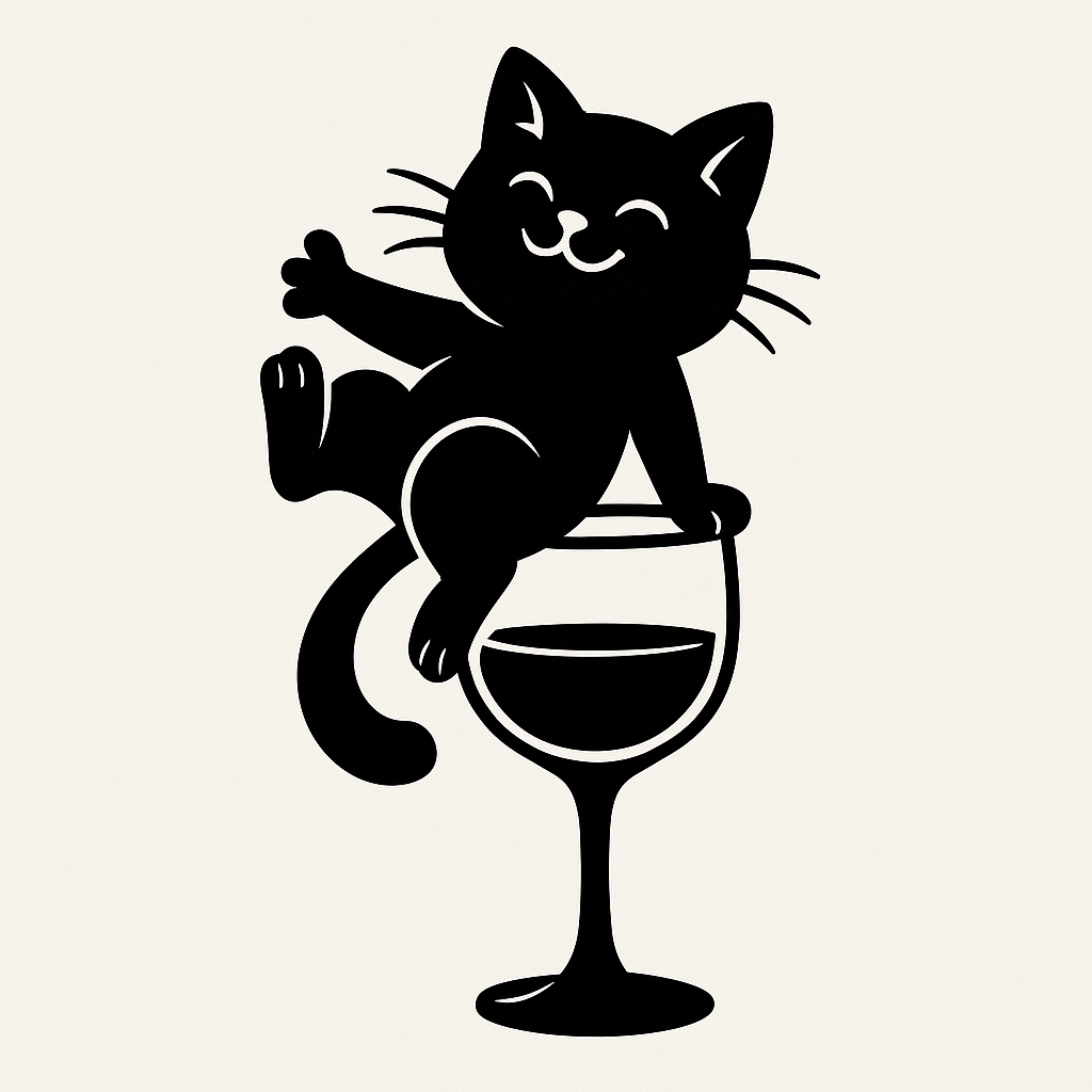 Gatto sul bicchiere di vino