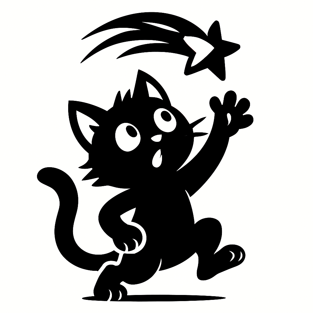 Gatto che afferra la stella cadente
