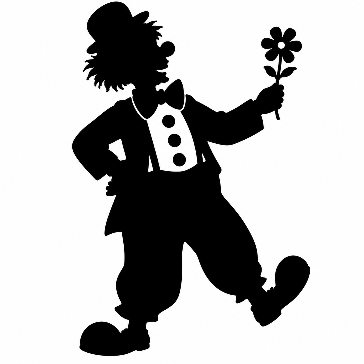 Siluette del Clown con Fiore